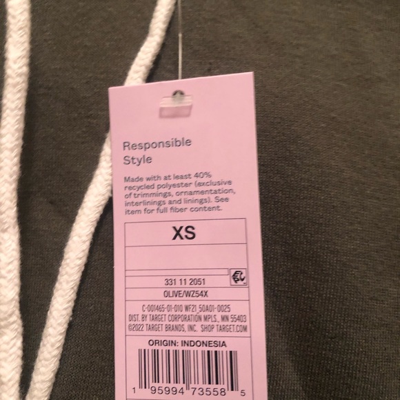 Womens Size XS Wild Fable Cutoff Pull-Over Green Olive Hoodie Sweatshirt (NEW) - Picture 2 of 7